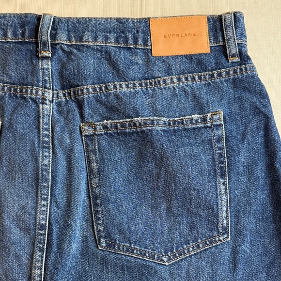 Everlane Women's Denim Reconstructed Distressed Blue Mini Skirt Size 33 - Picture 9 of 10